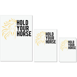                       UDNAG Untearable Waterproof Stickers 155GSM 'Horse | hold your horse' A4 x 1pc, A5 x 1pc & A6 x 2pc                                              