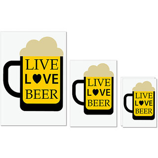                       UDNAG Untearable Waterproof Stickers 155GSM 'Beer | Live Love Beer' A4 x 1pc, A5 x 1pc & A6 x 2pc                                              