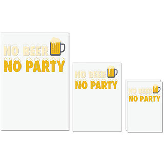                       UDNAG Untearable Waterproof Stickers 155GSM 'Beer | No Beer No Party' A4 x 1pc, A5 x 1pc & A6 x 2pc                                              