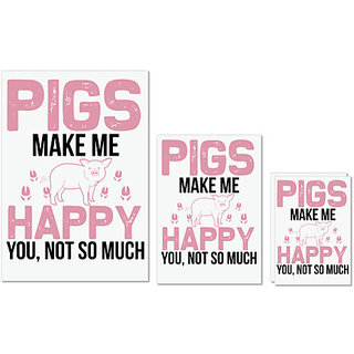                       UDNAG Untearable Waterproof Stickers 155GSM 'Pig | pigs make me happy' A4 x 1pc, A5 x 1pc & A6 x 2pc                                              