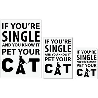                       UDNAG Untearable Waterproof Stickers 155GSM 'Cat | if you're single' A4 x 1pc, A5 x 1pc & A6 x 2pc                                              