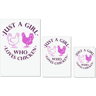                       UDNAG Untearable Waterproof Stickers 155GSM 'Chicken | just a girl who loves chicken' A4 x 1pc, A5 x 1pc & A6 x 2pc                                              