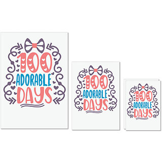                       UDNAG Untearable Waterproof Stickers 155GSM 'Adorable Days | 100 adorable days' A4 x 1pc, A5 x 1pc & A6 x 2pc                                              