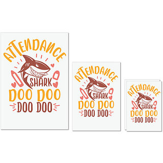                       UDNAG Untearable Waterproof Stickers 155GSM 'Attendance | attendance shark doo doo' A4 x 1pc, A5 x 1pc & A6 x 2pc                                              