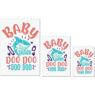                       UDNAG Untearable Waterproof Stickers 155GSM 'Baby | baby shark doo doo' A4 x 1pc, A5 x 1pc & A6 x 2pc                                              
