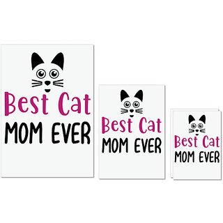                       UDNAG Untearable Waterproof Stickers 155GSM 'Mom | Best cat' A4 x 1pc, A5 x 1pc & A6 x 2pc                                              