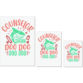                       UDNAG Untearable Waterproof Stickers 155GSM 'Counselor | counselor shark doo doo' A4 x 1pc, A5 x 1pc & A6 x 2pc                                              