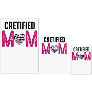                       UDNAG Untearable Waterproof Stickers 155GSM 'Mom | CRETIFIED MOM' A4 x 1pc, A5 x 1pc & A6 x 2pc                                              