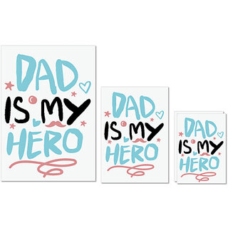                       UDNAG Untearable Waterproof Stickers 155GSM 'Dad Father | Dad is my hero' A4 x 1pc, A5 x 1pc & A6 x 2pc                                              