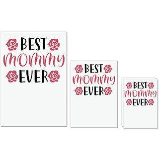                       UDNAG Untearable Waterproof Stickers 155GSM 'Mom, Mother | BEST MOMMY EVER' A4 x 1pc, A5 x 1pc & A6 x 2pc                                              