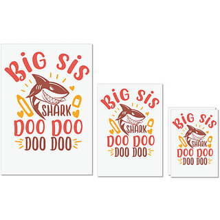                       UDNAG Untearable Waterproof Stickers 155GSM 'Sister | big sis shark doo doo' A4 x 1pc, A5 x 1pc & A6 x 2pc                                              