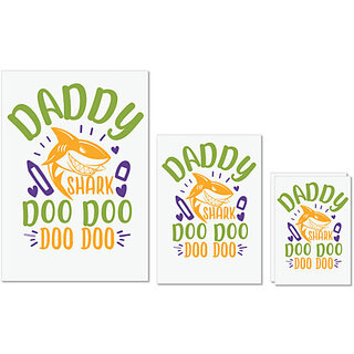                       UDNAG Untearable Waterproof Stickers 155GSM 'Shark | dady shark doo doo' A4 x 1pc, A5 x 1pc & A6 x 2pc                                              