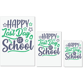                       UDNAG Untearable Waterproof Stickers 155GSM 'School Teacher | happy last day of school' A4 x 1pc, A5 x 1pc & A6 x 2pc                                              