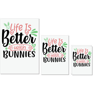                       UDNAG Untearable Waterproof Stickers 155GSM 'Bunnies | life is better with bunnies' A4 x 1pc, A5 x 1pc & A6 x 2pc                                              