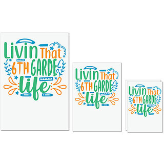                       UDNAG Untearable Waterproof Stickers 155GSM 'School Teacher | livin that 6th garde life' A4 x 1pc, A5 x 1pc & A6 x 2pc                                              