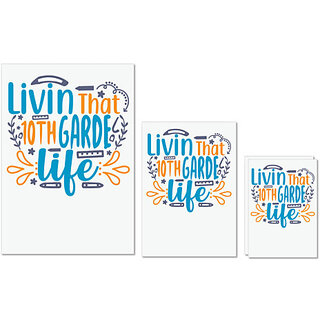                       UDNAG Untearable Waterproof Stickers 155GSM 'School Teacher | livin that 10th garde life' A4 x 1pc, A5 x 1pc & A6 x 2pc                                              