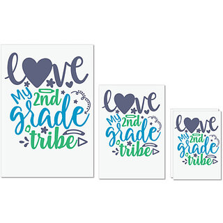                       UDNAG Untearable Waterproof Stickers 155GSM 'School Teacher | love my 2nd grade tribe' A4 x 1pc, A5 x 1pc & A6 x 2pc                                              