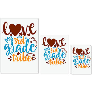                       UDNAG Untearable Waterproof Stickers 155GSM 'School Teacher | love my 3rd grade tribe' A4 x 1pc, A5 x 1pc & A6 x 2pc                                              