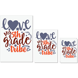                       UDNAG Untearable Waterproof Stickers 155GSM 'School Teacher | love my 5th grade tribe' A4 x 1pc, A5 x 1pc & A6 x 2pc                                              