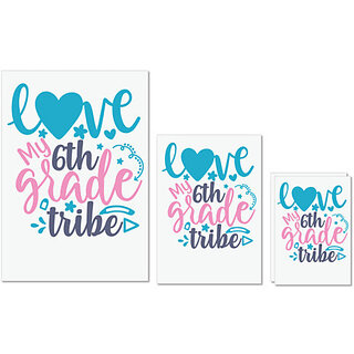                       UDNAG Untearable Waterproof Stickers 155GSM 'School Teacher | love my 6th grade tribe' A4 x 1pc, A5 x 1pc & A6 x 2pc                                              