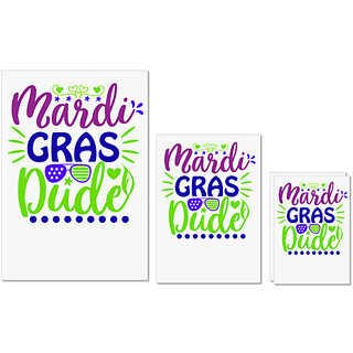                       UDNAG Untearable Waterproof Stickers 155GSM 'Dude | Mardi gras dude' A4 x 1pc, A5 x 1pc & A6 x 2pc                                              
