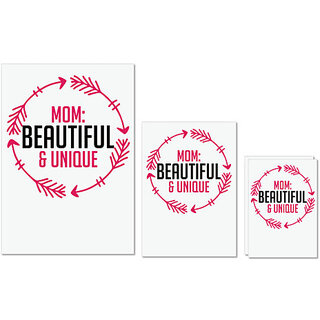                       UDNAG Untearable Waterproof Stickers 155GSM 'MOM BEAUTIFUL & UNIQUE' A4 x 1pc, A5 x 1pc & A6 x 2pc                                              