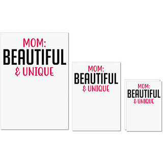                       UDNAG Untearable Waterproof Stickers 155GSM 'Mother | MOM BEAUTIFUL & UNIQUE' A4 x 1pc, A5 x 1pc & A6 x 2pc                                              