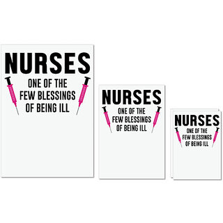                       UDNAG Untearable Waterproof Stickers 155GSM 'Nurses One of the few blessings of being ill' A4 x 1pc, A5 x 1pc & A6 x 2pc                                              