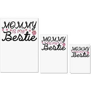                       UDNAG Untearable Waterproof Stickers 155GSM 'Bestie | MOMMY IS MY BESTIE' A4 x 1pc, A5 x 1pc & A6 x 2pc                                              