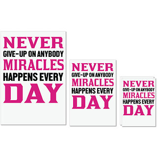                       UDNAG Untearable Waterproof Stickers 155GSM 'Never give up on anybody' A4 x 1pc, A5 x 1pc & A6 x 2pc                                              