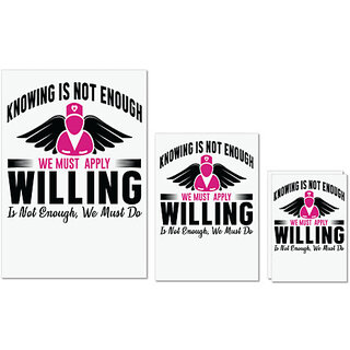 UDNAG Untearable Waterproof Stickers 155GSM 'Nurse | Knowing is not enough willing is' A4 x 1pc, A5 x 1pc & A6 x 2pc UDNAG Untearable Waterproof Stickers 155GSM 'Nurse | Knowing is not enough willing is' A4 x 1pc, A5 x 1pc & A6 x 2pc