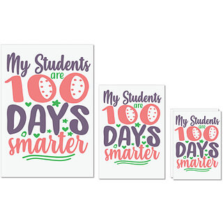                       UDNAG Untearable Waterproof Stickers 155GSM 'School Teacher | my student are 100 days' A4 x 1pc, A5 x 1pc & A6 x 2pc                                              