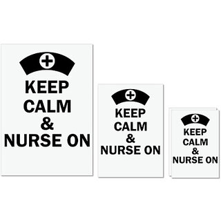                       UDNAG Untearable Waterproof Stickers 155GSM 'Nurse | Keep calm and nurse on' A4 x 1pc, A5 x 1pc & A6 x 2pc                                              