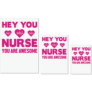                       UDNAG Untearable Waterproof Stickers 155GSM 'Nurse | You are awesome' A4 x 1pc, A5 x 1pc & A6 x 2pc                                              