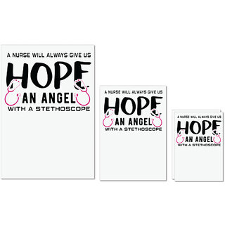                       UDNAG Untearable Waterproof Stickers 155GSM 'Nurse | Hope and angel with the stethoscope' A4 x 1pc, A5 x 1pc & A6 x 2pc                                              