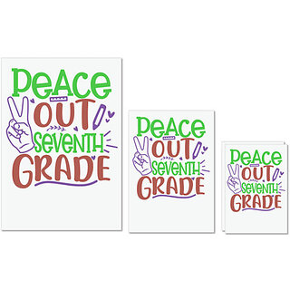                       UDNAG Untearable Waterproof Stickers 155GSM 'School Teacher | peace out 7th grade' A4 x 1pc, A5 x 1pc & A6 x 2pc                                              