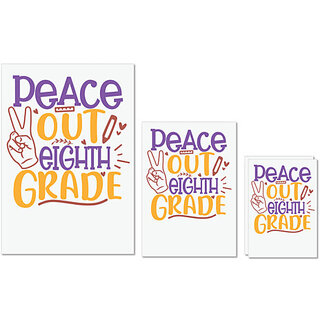                       UDNAG Untearable Waterproof Stickers 155GSM 'School Teacher | peace out 8th grade' A4 x 1pc, A5 x 1pc & A6 x 2pc                                              