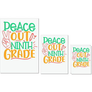                       UDNAG Untearable Waterproof Stickers 155GSM 'School Teacher | peace out 9th grade' A4 x 1pc, A5 x 1pc & A6 x 2pc                                              