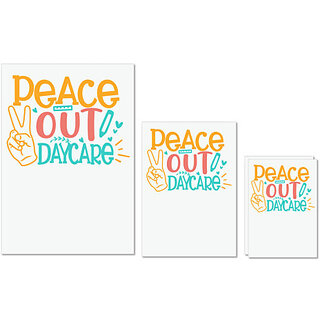                       UDNAG Untearable Waterproof Stickers 155GSM 'School Teacher | Peace out kinder daycare' A4 x 1pc, A5 x 1pc & A6 x 2pc                                              