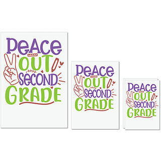                       UDNAG Untearable Waterproof Stickers 155GSM 'School Teacher | peace out 2nd grade' A4 x 1pc, A5 x 1pc & A6 x 2pc                                              