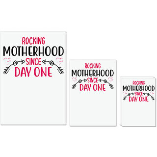                       UDNAG Untearable Waterproof Stickers 155GSM 'Mom | ROCKING MOTHERHOOD SINCE DAY ONE' A4 x 1pc, A5 x 1pc & A6 x 2pc                                              