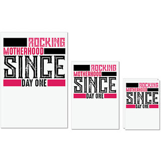                       UDNAG Untearable Waterproof Stickers 155GSM 'Mother | ROCKING MOTHERHOOD SINCE DAY ONE' A4 x 1pc, A5 x 1pc & A6 x 2pc                                              