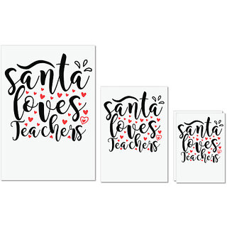                       UDNAG Untearable Waterproof Stickers 155GSM 'Christmas Santa | santa loves teachers' A4 x 1pc, A5 x 1pc & A6 x 2pc                                              