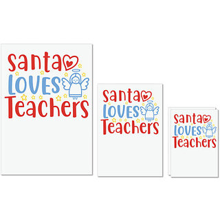                       UDNAG Untearable Waterproof Stickers 155GSM 'Christmas Santa | santa loves teacherss' A4 x 1pc, A5 x 1pc & A6 x 2pc                                              