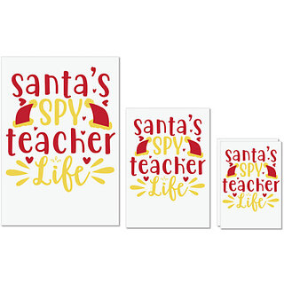                       UDNAG Untearable Waterproof Stickers 155GSM 'Christmas Santa | santa's spy teacher life' A4 x 1pc, A5 x 1pc & A6 x 2pc                                              