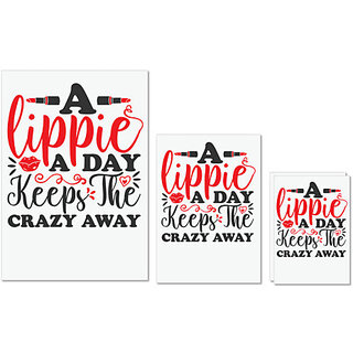                       UDNAG Untearable Waterproof Stickers 155GSM 'Lippie | a lippie a day keeps the crazyaway' A4 x 1pc, A5 x 1pc & A6 x 2pc                                              