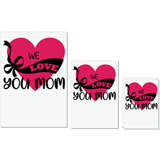                       UDNAG Untearable Waterproof Stickers 155GSM 'Mom | WE LOVE YOU MOM' A4 x 1pc, A5 x 1pc & A6 x 2pc                                              