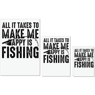                       UDNAG Untearable Waterproof Stickers 155GSM 'Fishing | ALL IT TAKES TO MAKE ME' A4 x 1pc, A5 x 1pc & A6 x 2pc                                              