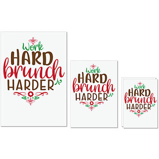                       UDNAG Untearable Waterproof Stickers 155GSM 'work hard brunch harder' A4 x 1pc, A5 x 1pc & A6 x 2pc                                              
