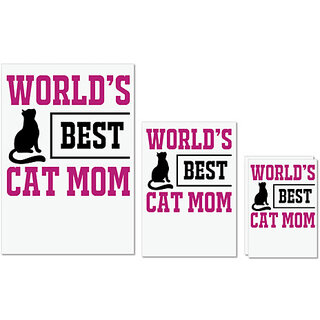                       UDNAG Untearable Waterproof Stickers 155GSM 'Mummy | world's best cat mom' A4 x 1pc, A5 x 1pc & A6 x 2pc                                              